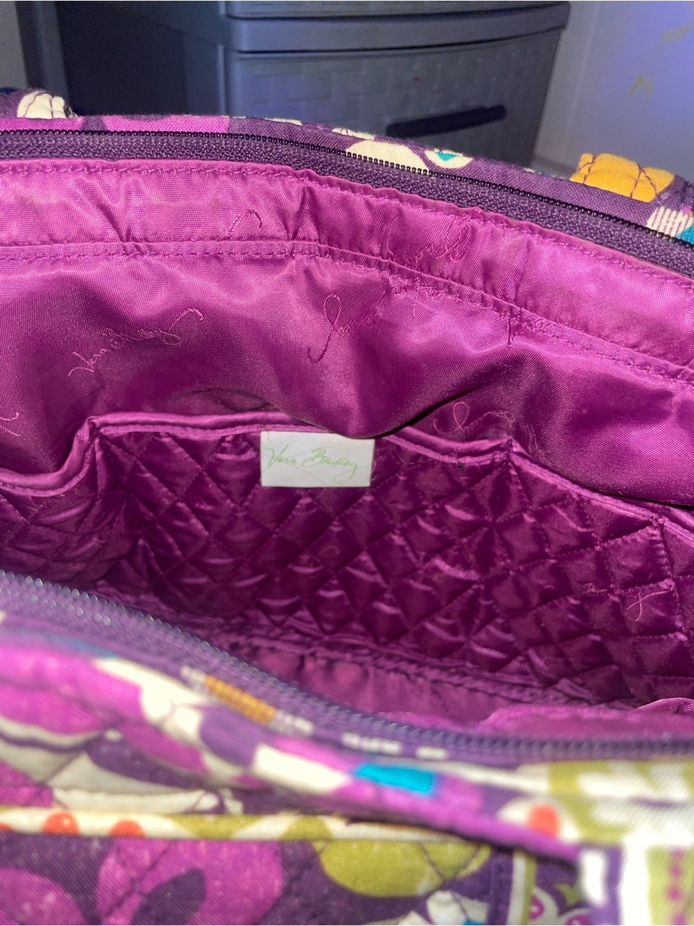 Vera Bradley Quilted Floral Shoulder Bag in Purple with Multicolor Accents - Picture 3 of 6